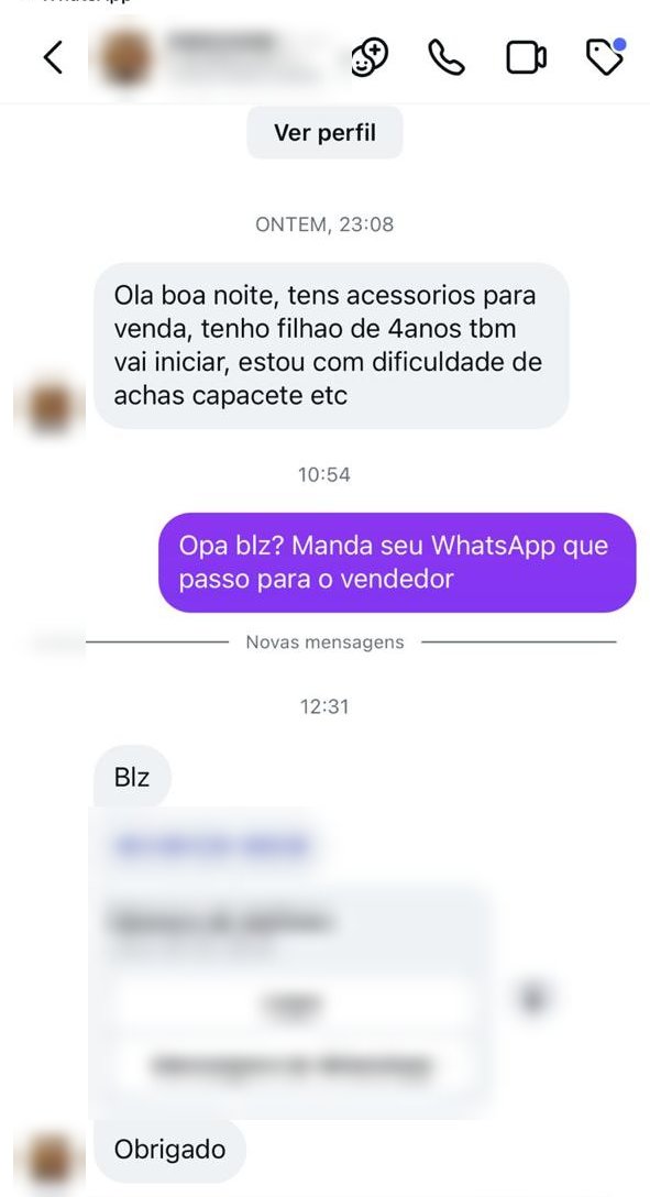 Conversa de cliente pedindo indicação de loja
