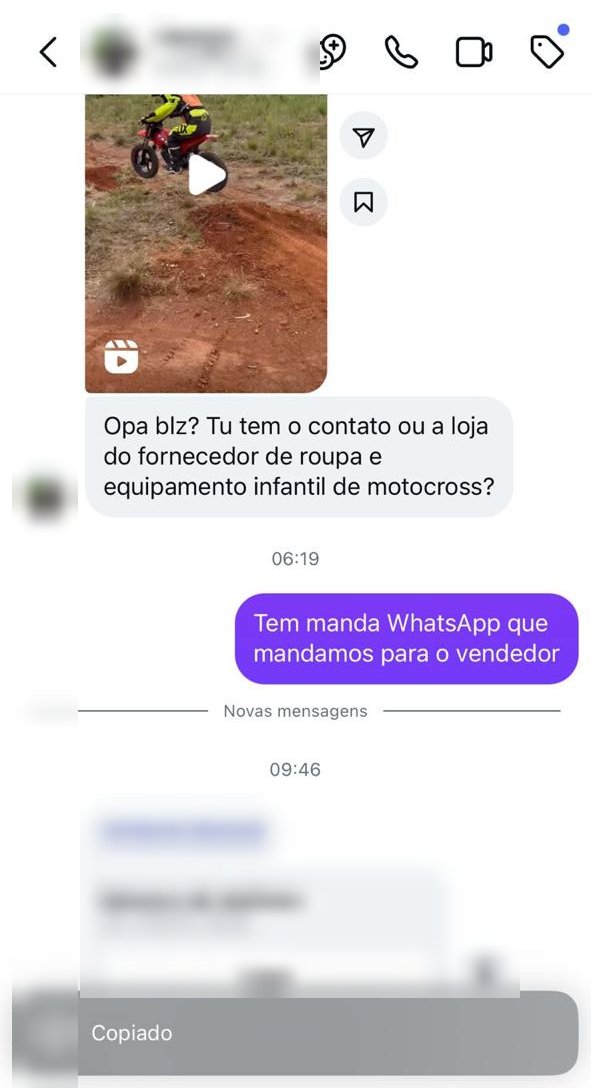 Conversa de cliente pedindo indicação de loja