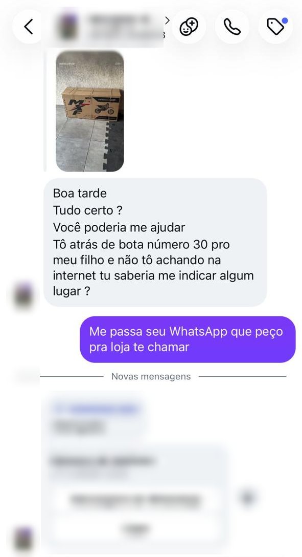 Conversa de cliente pedindo indicação de loja