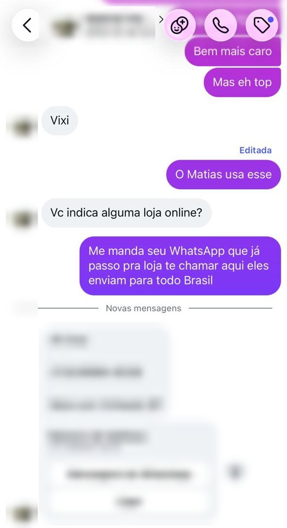 Conversa de cliente pedindo indicação de loja