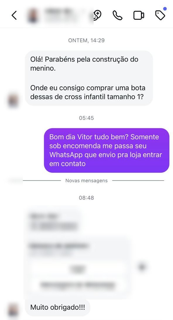 Conversa de cliente pedindo indicação de loja