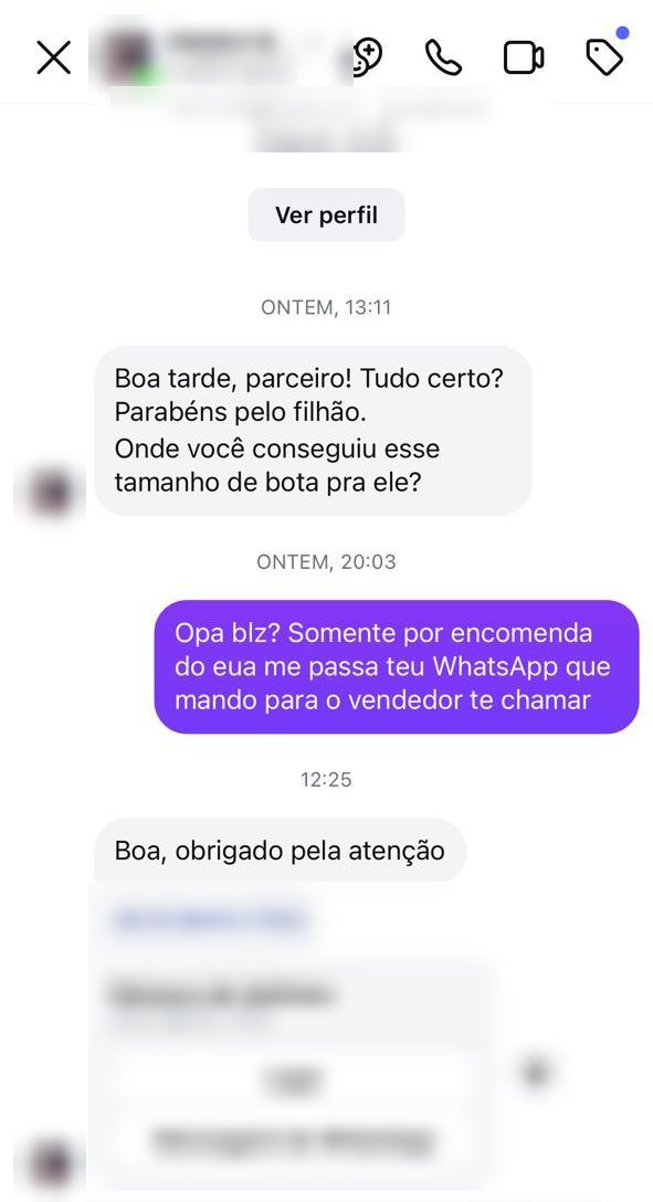 Conversa de cliente pedindo indicação de loja